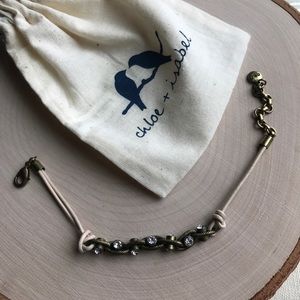 Leather + Crystal Chain Bracelet